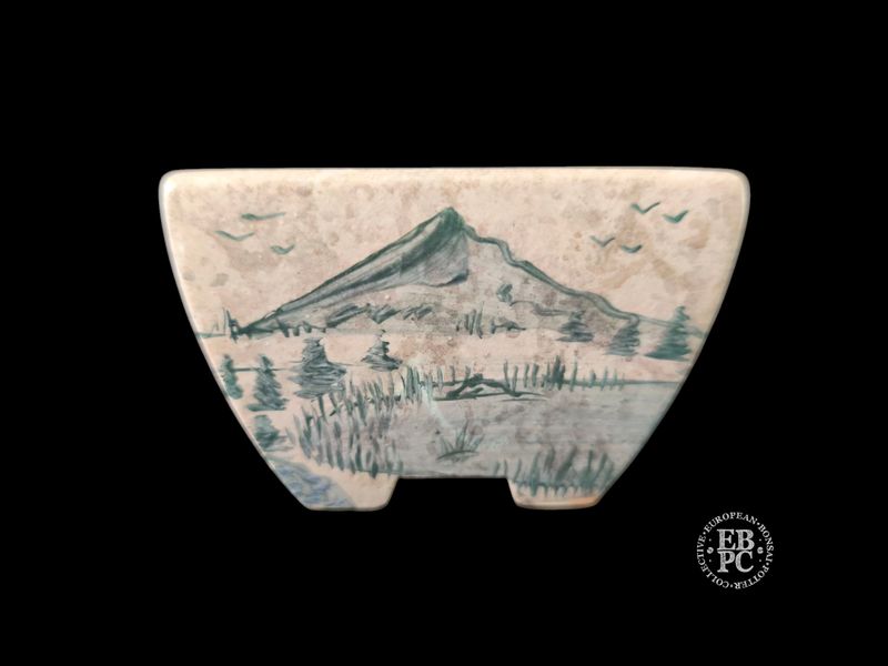 Vasart Bonsai - Italy.  8.2cm; Square; Hand-Painted; Fuji San; Mottled / Aged Finish; Made by Vasart Bonsai; EBPC Stamped;  *EBPC DIRECT (Sent to you from within the EU!) *