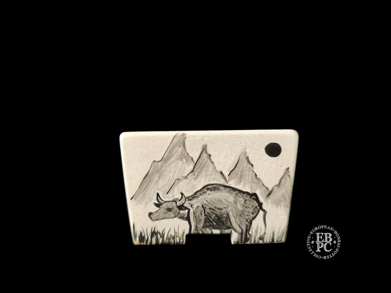 Vasart Bonsai - Italy.  7.8cm; Square; Hand-Painted; &#39;Oxen&#39;; Mottled / Aged Finish; Made by Vasart Bonsai; EBPC Stamped;  *EBPC DIRECT (Sent to you from within the EU!) *