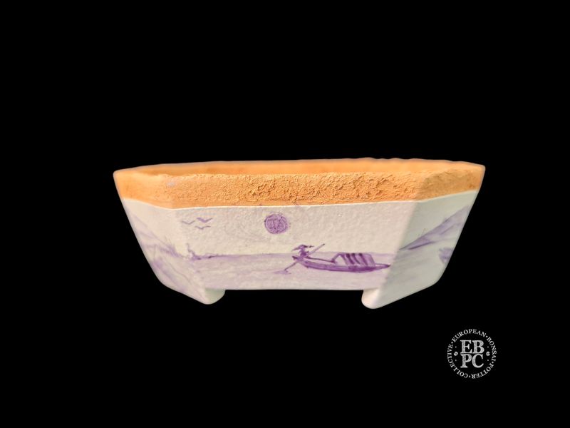 Vasart Bonsai - Italy.  11.5cm; Rectangle; Hand-Painted; Cut Corner Design; Seascape &amp; Traditional House; Made by Vasart Bonsai; EBPC Stamped;  *EBPC DIRECT (Sent to you from within the EU!) *