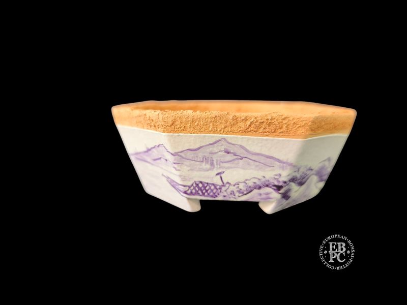 Vasart Bonsai - Italy. 11.5cm; Rectangle; Hand-Painted; Cut Corner Design; Seascape & Traditional House; Made by Vasart Bonsai; EBPC Stamped; *EBPC DIRECT (Sent to you from within the EU!) *