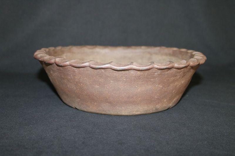 Gyouzan – Tokoname, Japan.   25.5cm; Deep Nanban Design; Altered Form; Unglazed; Hand-signed by Gyouzan; (Highest Quality Line)