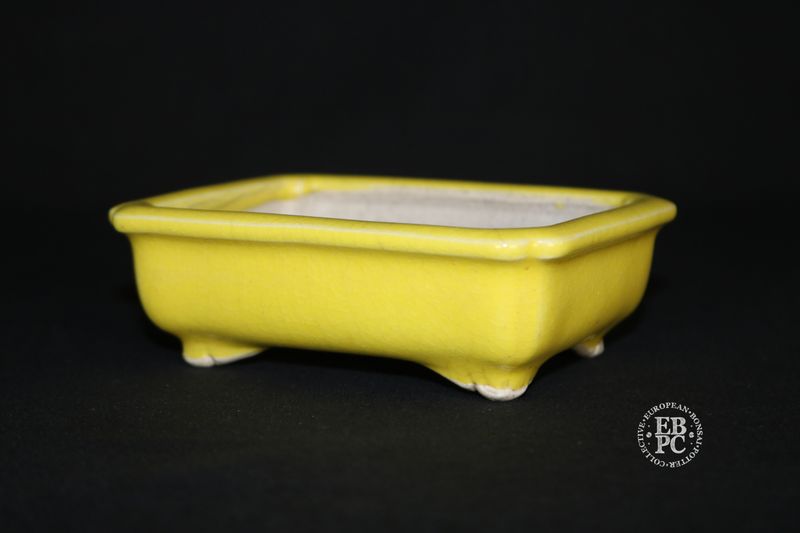 Wajaku – Tokoname, Japan.   11.5cm; Rare Glazed Rectangle;  &#39;Shokodo&#39; Design; Kurinuki made (carved); Incised Corners; Stamp is glaze covered.
