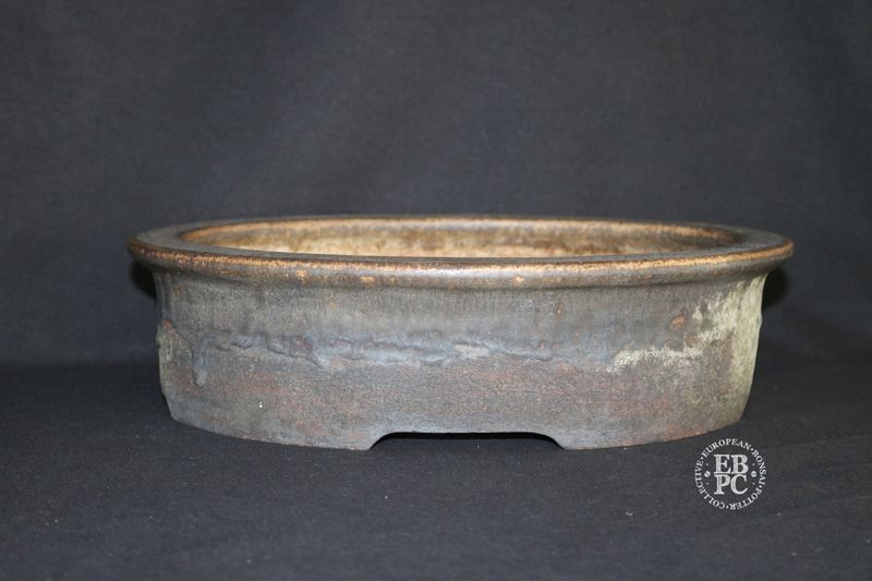 Ian Baillie –  32cm; Oval; Generous Depth; Glazed; Older Pre-Loved Pot; Excellent Aged-Feel Glaze;