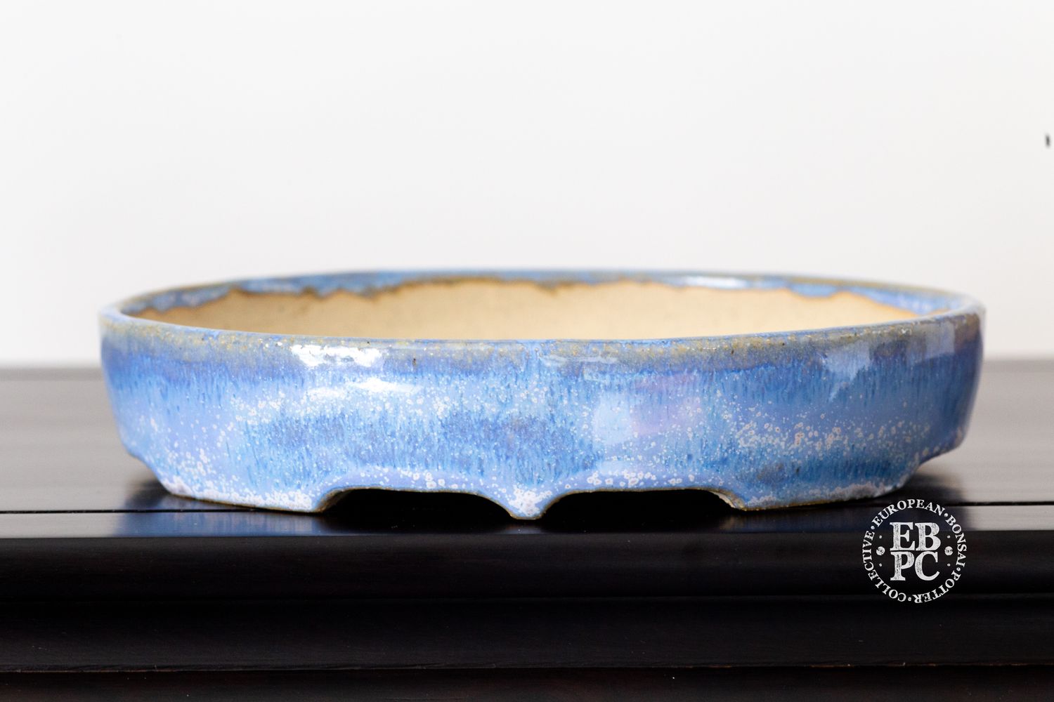 Michal Mokry - Netherlands.   17.5cm; Oval; Namako-like Glaze; Light Blue; White; Hints of Purple; Made by Michal Mokry.  *EBPC DIRECT (Sent to you from within the EU!) *