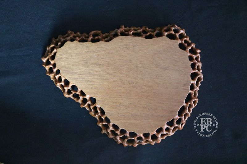 MSH Bonsai Stands - Ne Taku / Jitta / Root Display Stand; 28cm; Iroka Hardwood; Handcrafted; Refined Oil &amp; Wax Finish; Bespoke Protective Box.