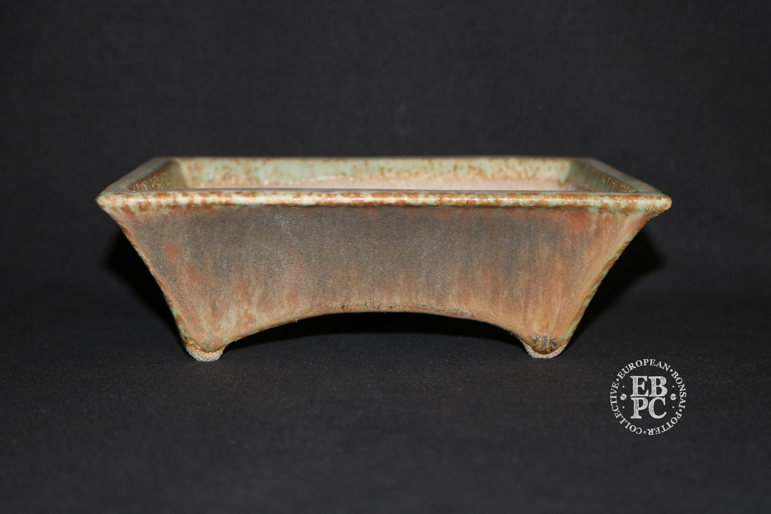Fusion Ceramics - Netherlands.   - 18.5cm; Arch Design; Glazed; Rectangle; High-Fired Stoneware; Stunning Glaze; Turquoise; Browns; Charcoal; Hand-signed; EBPC Stamped. Niels Van der Wal.