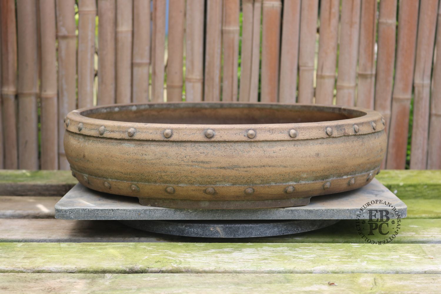 Derek Aspinall, England  - 41.4cm; Taiko Drum Style; Unglazed; Oxide Finish; Crack Repaired by Artist - Decades Ago; Artist Stamped.                             -        Selling for artist&#39;s family.