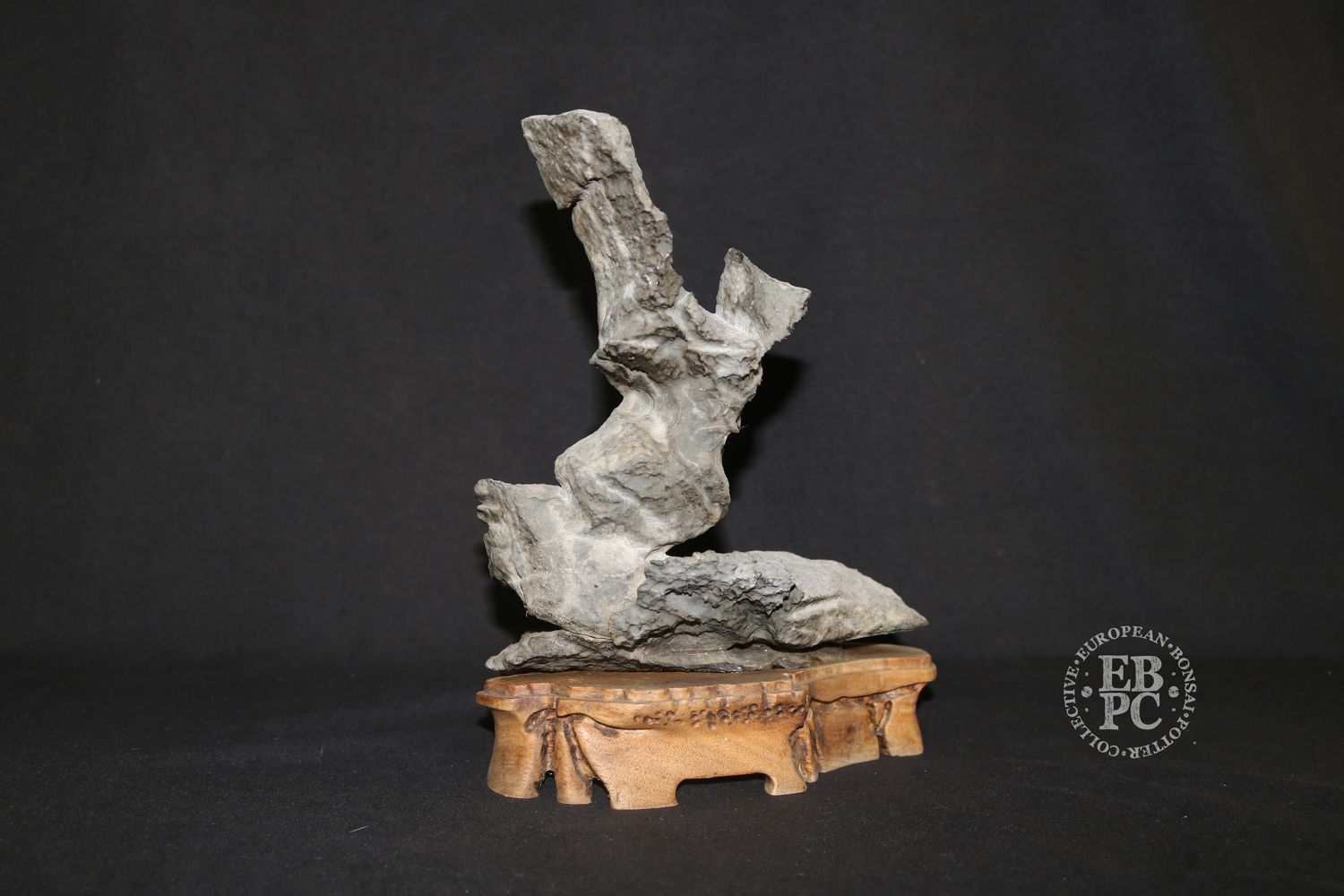 Suiseki; 20cm Tall; Viewing Stone; &#39;Figure Stone&#39;; Kuro-ishi; Granite Coloured; Carved Daiza Base; Derek Aspinall&#39;s Private Collection. - Selling for Derek&#39;s family.