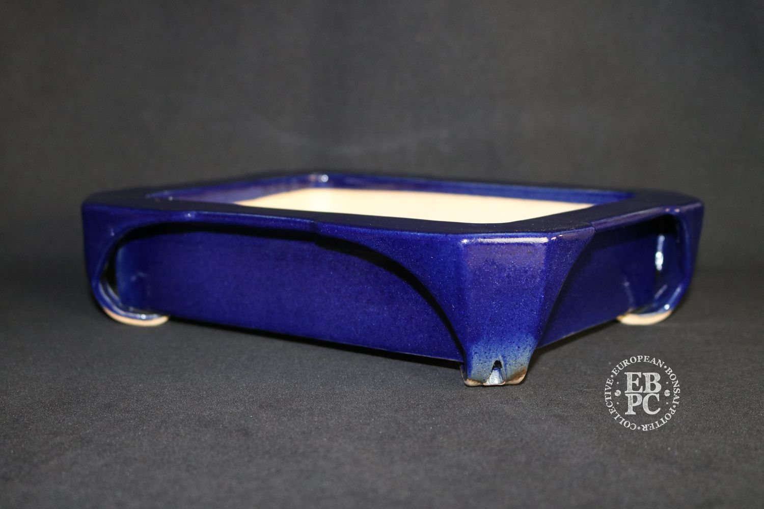 Fusion Ceramics - Netherlands.   - 25.7cm; Folded Corner Design; Glazed; Rectangle; High-Fired Stoneware; Great Glaze; Ruri; Indigo Blue; Hand-signed; EBPC Stamped. Niels Van der Wal.