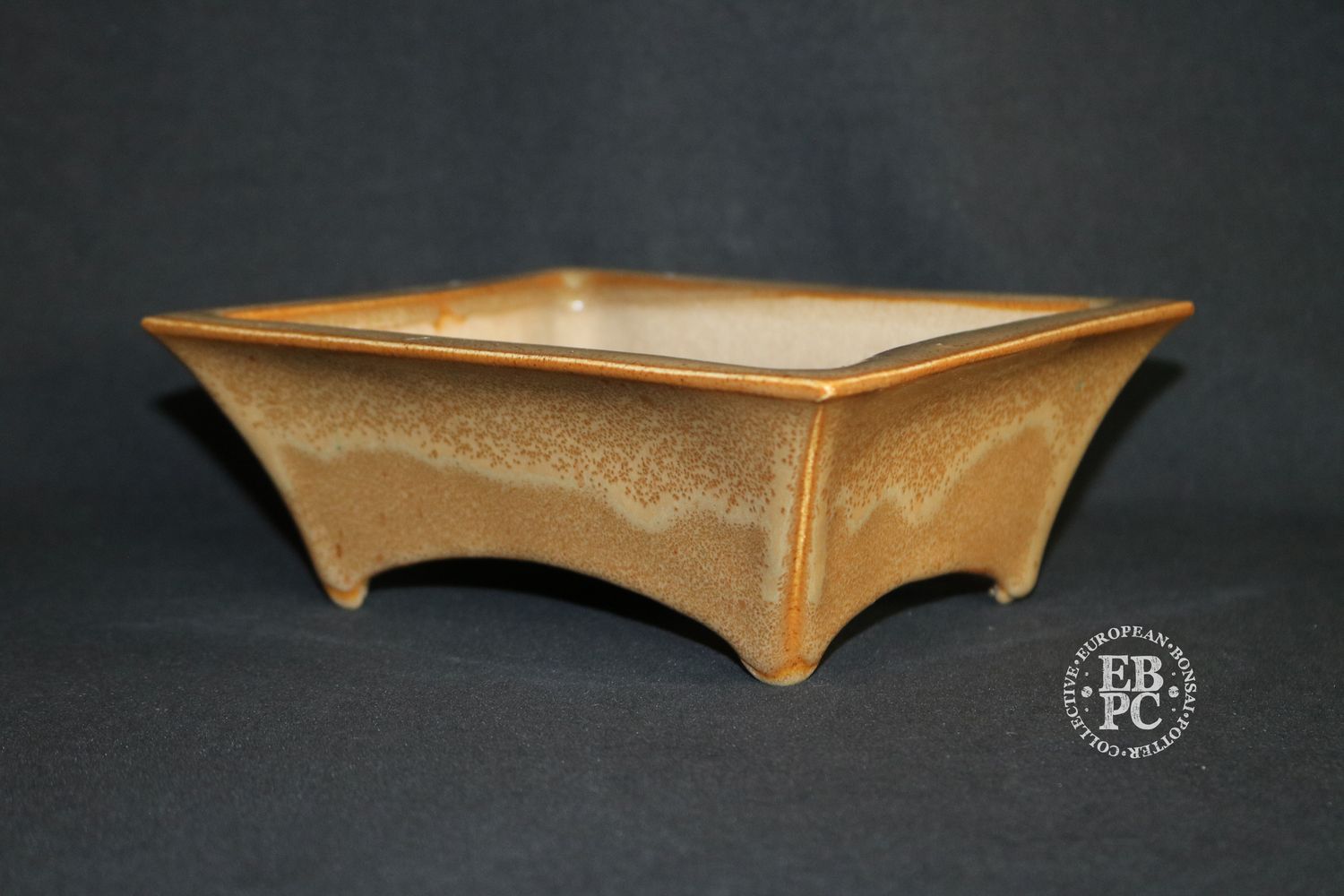 Fusion Ceramics - Netherlands.   - 18cm; Arch Design; Glazed; Rectangle; High-Fired Stoneware; Stunning Glaze; Toffee Tones; Browns; Hand-signed; EBPC Stamped. Niels Van der Wal.