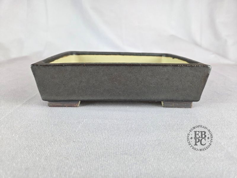 Terrajade, France.   Rectangle; 18.5cm; Glazed; Stone Grey Glaze; Textured Base &amp; Feet; Membership Launch Edition; EBPC Stamped