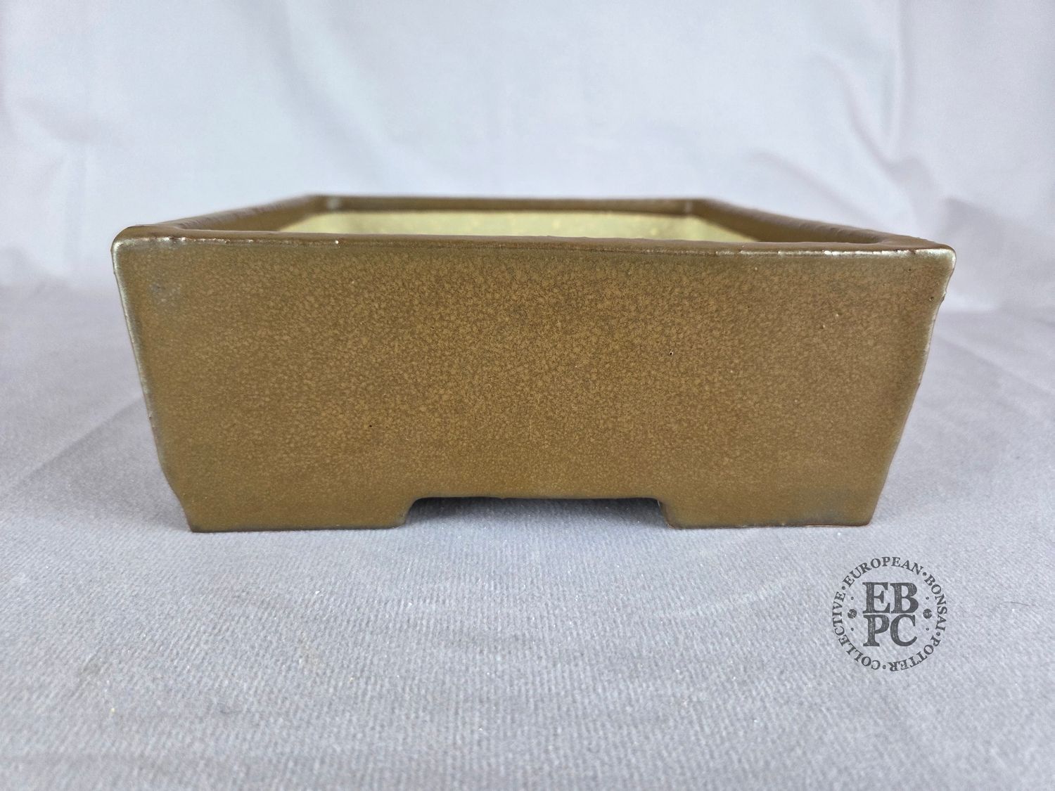 Terrajade, France.   Square; 18cm; Glazed; DapplevBrown Glaze; Membership Launch Edition; EBPC Stamped