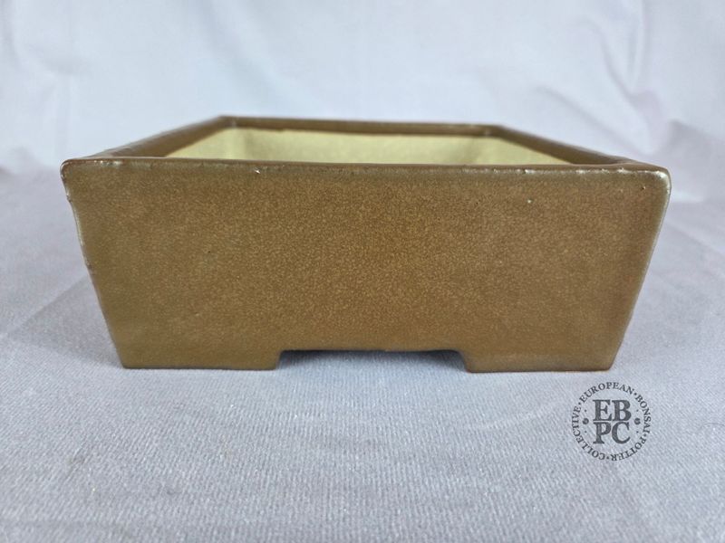 Terrajade, France.   Square; 18cm; Glazed; DapplevBrown Glaze; Membership Launch Edition; EBPC Stamped