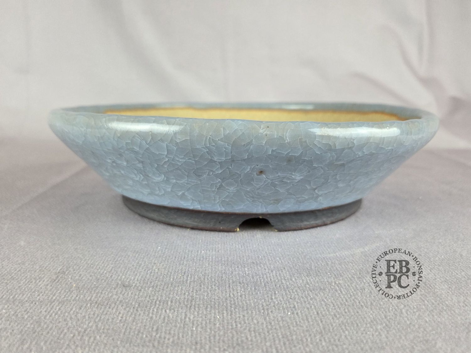 Terrajade, France.   Round; 22.5cm; Glazed; Layered Snowflake Crystalline Glaze; Oxide Foot Ring; Membership Launch Edition; EBPC Stamped
