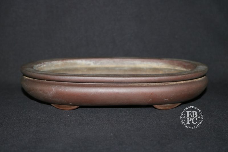 Yamaaki – Tokoname, Japan.  24.7cm; Oval; Fukurou/Bag Style; Unglazed; Stamped By Artist;