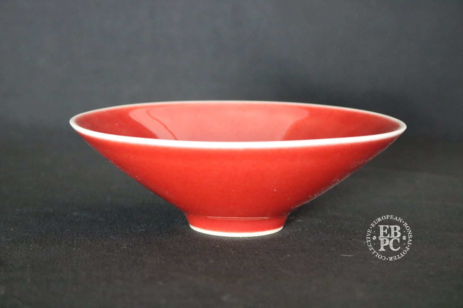 Chinese; Conical Tea Bowl; Porcelain; Flambé Red Glaze; White Rim; Shipped by the EBPC (UK) - From Bryan Albright's Private Collection -