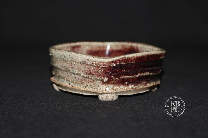 Rene Le Coq (Belgium); Bonsai Pot / Kusamono; Grey Clay; Sang de Boeuf Glaze; Shipped by the EBPC (UK) - From Bryan Albright&#39;s Private Collection -