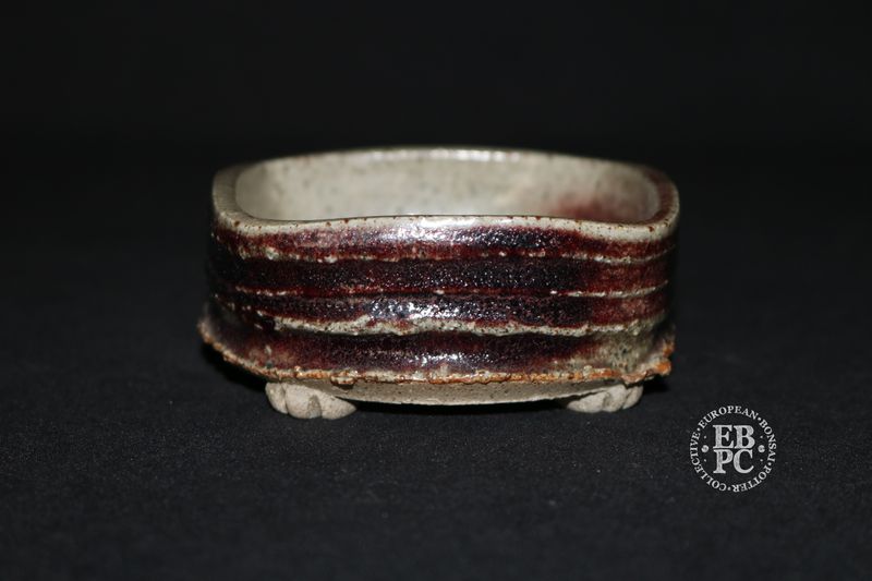 Rene Le Coq (Belgium); Bonsai Pot / Kusamono; Grey Clay; Sang de Boeuf Glaze; Shipped by the EBPC (UK) - From Bryan Albright's Private Collection -
