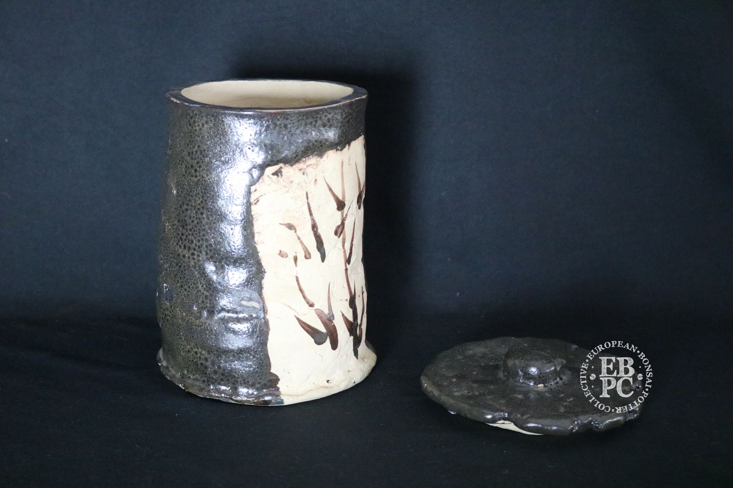 Bryan Albright Made; Mizusashi / Water Jar; Kuro-Oribe Style; With Lid; Tea Ceremony Ware; Organic Aesthetic; Shipped by the EBPC (UK) - From Bryan Albright's Private Collection -