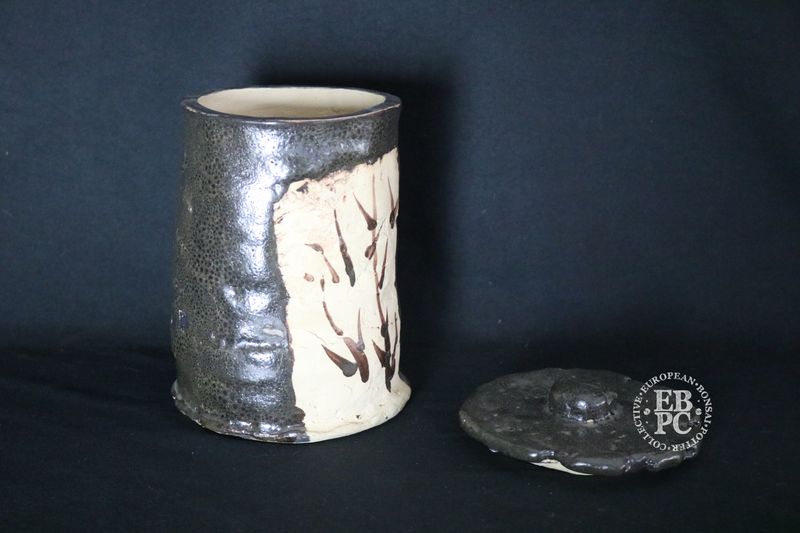 Bryan Albright Made; Mizusashi / Water Jar; Kuro-Oribe Style; With Lid; Tea Ceremony Ware; Organic Aesthetic; Shipped by the EBPC (UK) - From Bryan Albright&#39;s Private Collection -