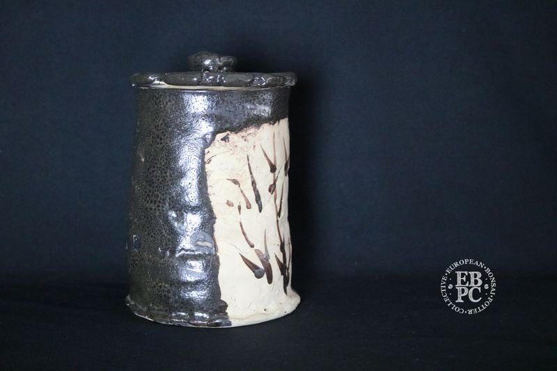 Bryan Albright Made; Mizusashi / Water Jar; Kuro-Oribe Style; With Lid; Tea Ceremony Ware; Organic Aesthetic; Shipped by the EBPC (UK) - From Bryan Albright's Private Collection -