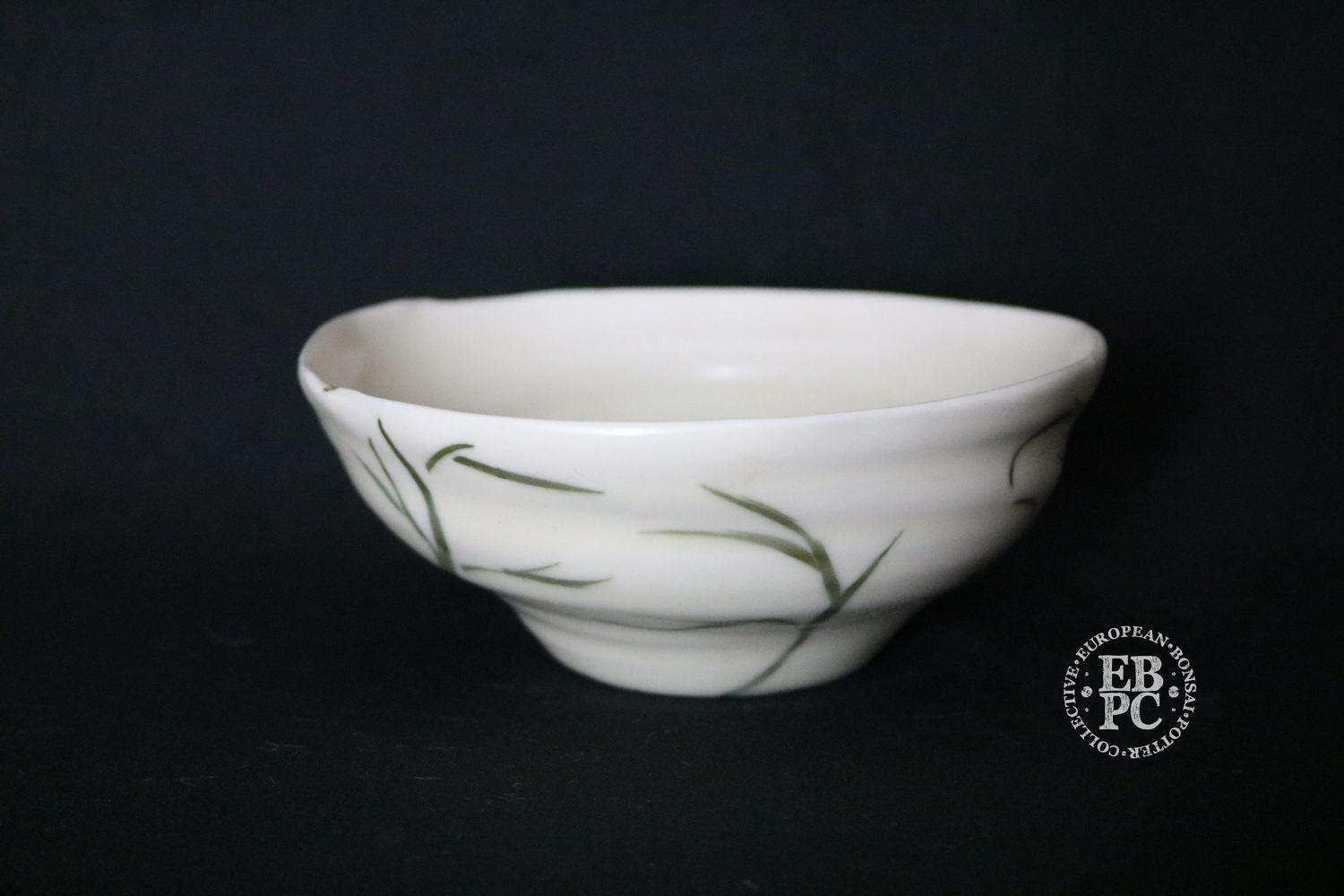 Norfolk Potter, UK; Refined Bowl; White; Decorative Floral Design; Shipped by the EBPC (UK) - From Bryan Albright's Private Collection -