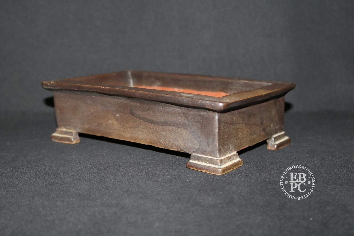 Molly Arnold -  Bonsai Pot; Rectangle; Unglazed; Stepped Feet Design; Shipped by the EBPC (UK) - From Bryan Albright's Private Collection -