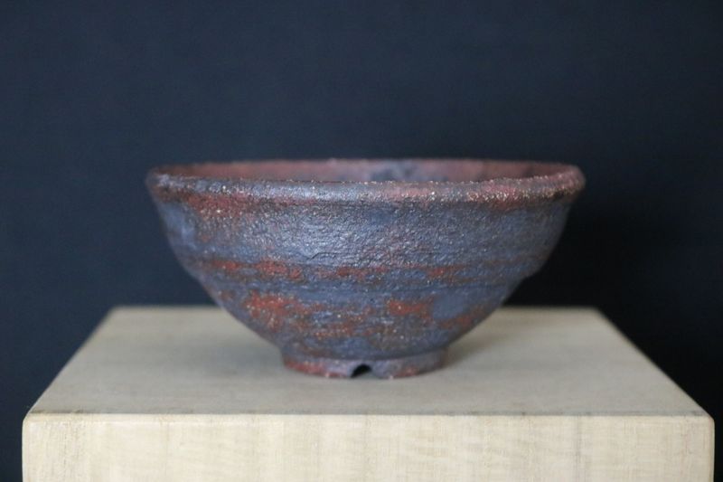 Bryan Albright -  Mame /Kusamono Pot; 10cm; Wood-Fired; Reddish Clay; Oxides; Shipped by the EBPC (UK) - From Bryan Albright's Private Collection -