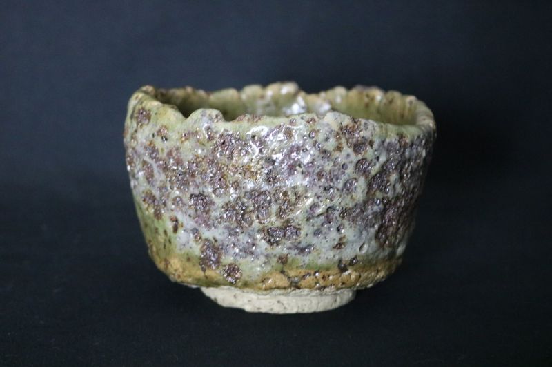 Bryan Albright Made; Chawan; Tea Bowl; White Clay; Textured Finish; Glazed; Brown; Green; Shipped by the EBPC (UK) - From Bryan Albright's Private Collection -