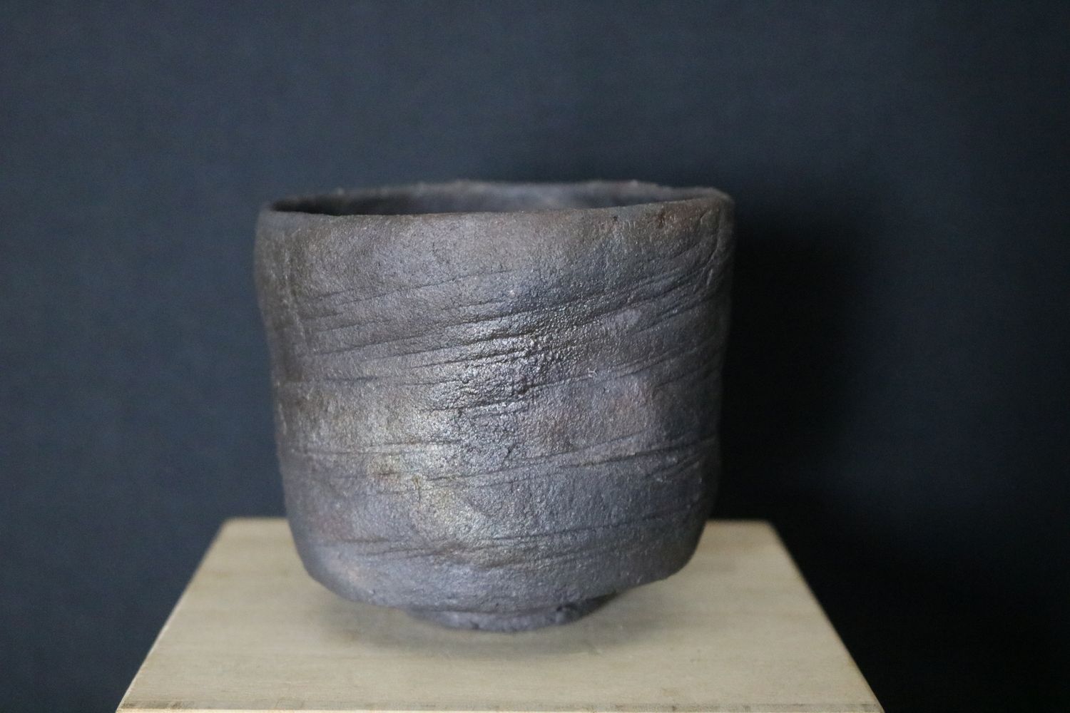 Bryan Albright Made; Chawan; Tea Bowl; Dark Clay; Natural Ash Glaze; Shipped by the EBPC (UK) - From Bryan Albright&#39;s Private Collection -