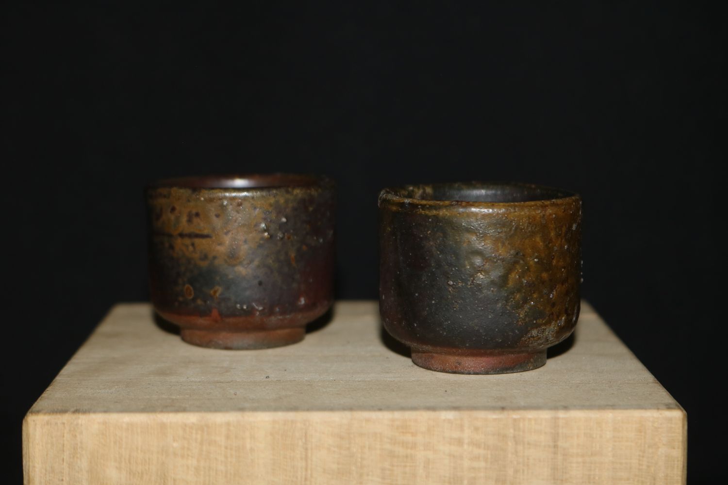Tamba yaki, Japan - Wood-Fired; PAIR of Ochoko 猪口; Sake Cups; Wood-Fired; Natural Ash Deposits; Shipped by the EBPC (UK) - From Bryan Albright&#39;s Private Collection -