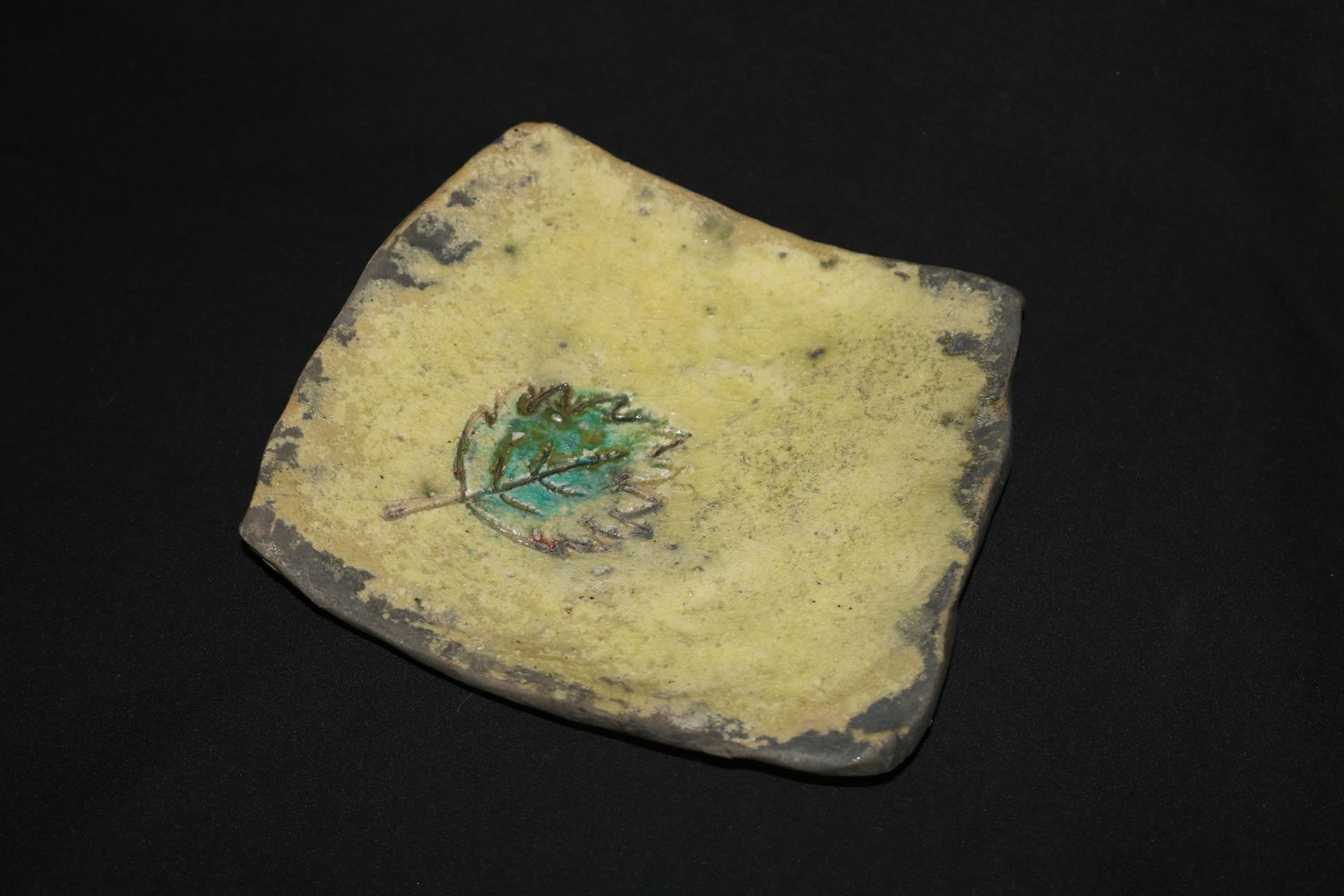 Bryan Albright Made; Raku Plate; 17.5cm; Incised Decor; Glazed; Hairline Crack; Shipped by the EBPC (UK) - From Bryan Albright&#39;s Private Collection -