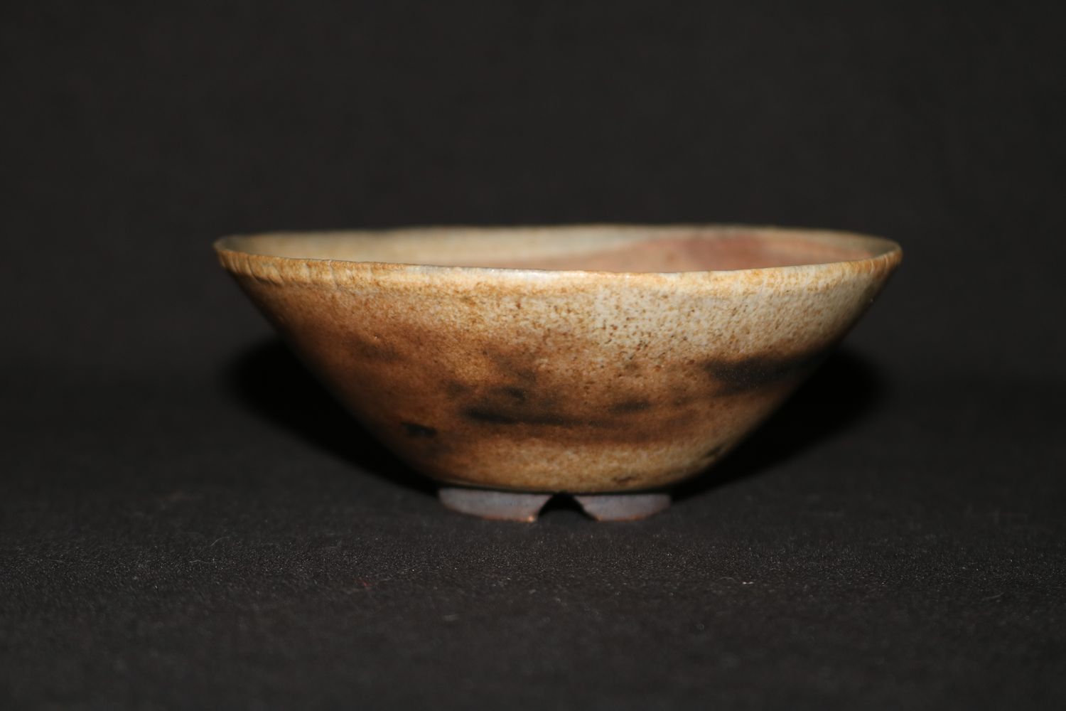 Sylvie Rigal, France.  11cm; Grass Bowl; Mame Bonsai Pot; Kusamono; Round; Glazed; Aged Aesthetic; Shipped by the EBPC (UK) - From Bryan Albright&#39;s Private Collection -