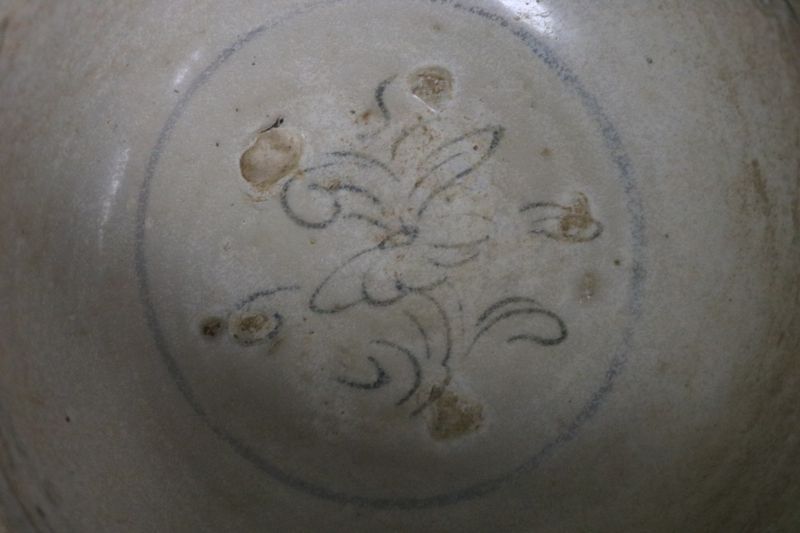 14th Century - Vietnamese - Tea Bowl; White Glaze; Painted Patterns; Shipped by the EBPC (UK) - From Bryan Albright's Private Collection -