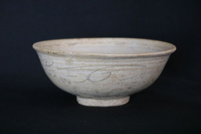 14th Century - Vietnamese - Tea Bowl; White Glaze; Painted Patterns; Shipped by the EBPC (UK) - From Bryan Albright's Private Collection -