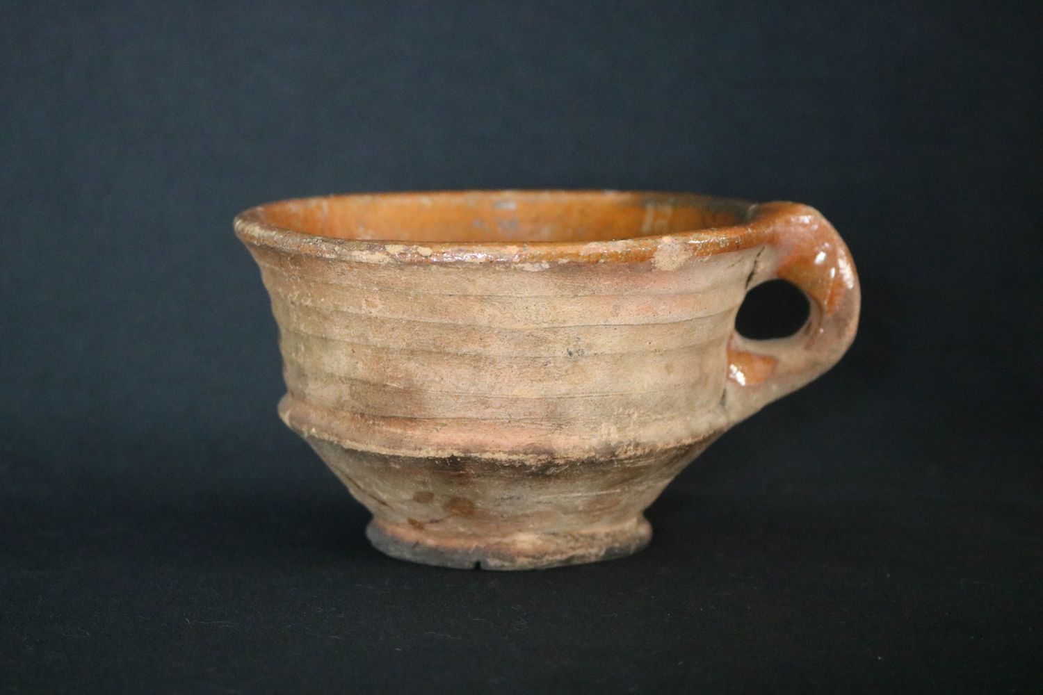 Korean  -  Very Old; Tea Bowl; Handled Cup; Internally Glazed; Repaired; Shipped by the EBPC (UK) - From Bryan Albright&#39;s Private Collection -