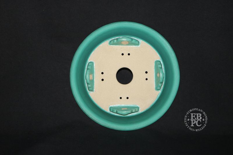 Ian Baillie - 22.3cm; Round; Flared Design; Superb Glaze; Light Green / Turquoise; Scroll Feet; Basal Band.      Made by Ian Baillie of Scotland.