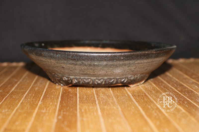 EBL Pots - 17.6cm; Stoneware; Handmade; Large Pot for this Artist; Round; Glazed; Incised Pattern; Browns;  - Elsebeth Bruun Ludvigsen