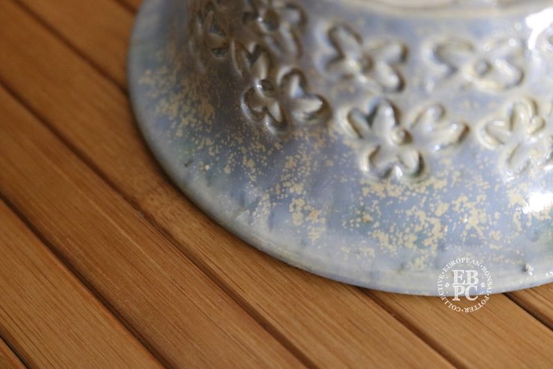 EBL Pots - 12.3cm; Handmade; Porcelain; Shohin; Round; Flower Patterns; Dappled Glaze; EBPC Stamped; Elsebeth Bruun Ludvigsen