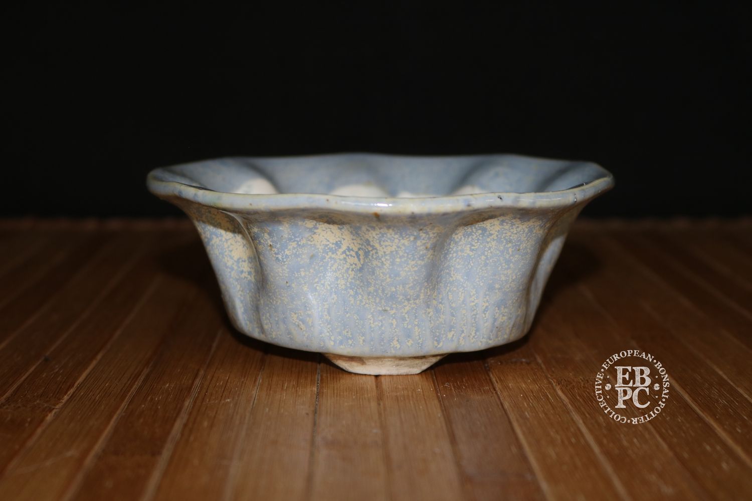 EBL Pots - 14.6cm; Handmade; Porcelain; Shohin; Round; Manipulated Form; Dappled Glaze; EBPC Stamped; Elsebeth Bruun Ludvigsen