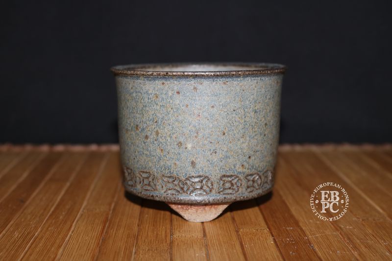 EBL Pots - 10cm; Handmade; Round; Mottled Glaze; Green, Blue, Brown; Unglazed Feet; EBPC Stamped; Elsebeth Bruun Ludvigsen
