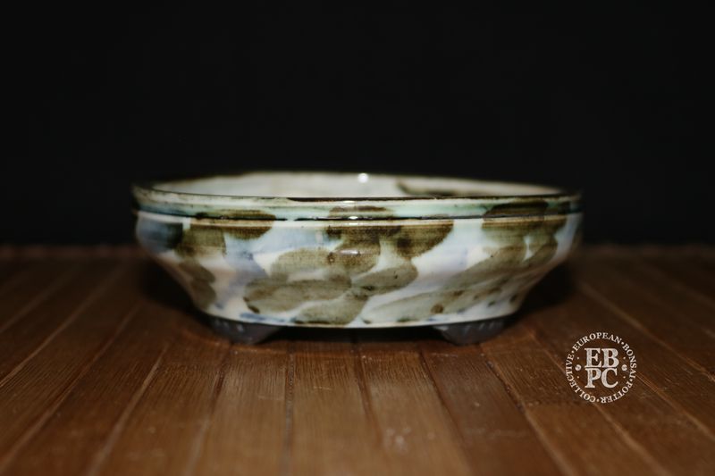 EBL Pots - 12.6cm; Handmade; Porcelain; Round; Avant Garde Glaze; Blue; Green; Recessed Feet; EBPC Stamped; Elsebeth Bruun Ludvigsen