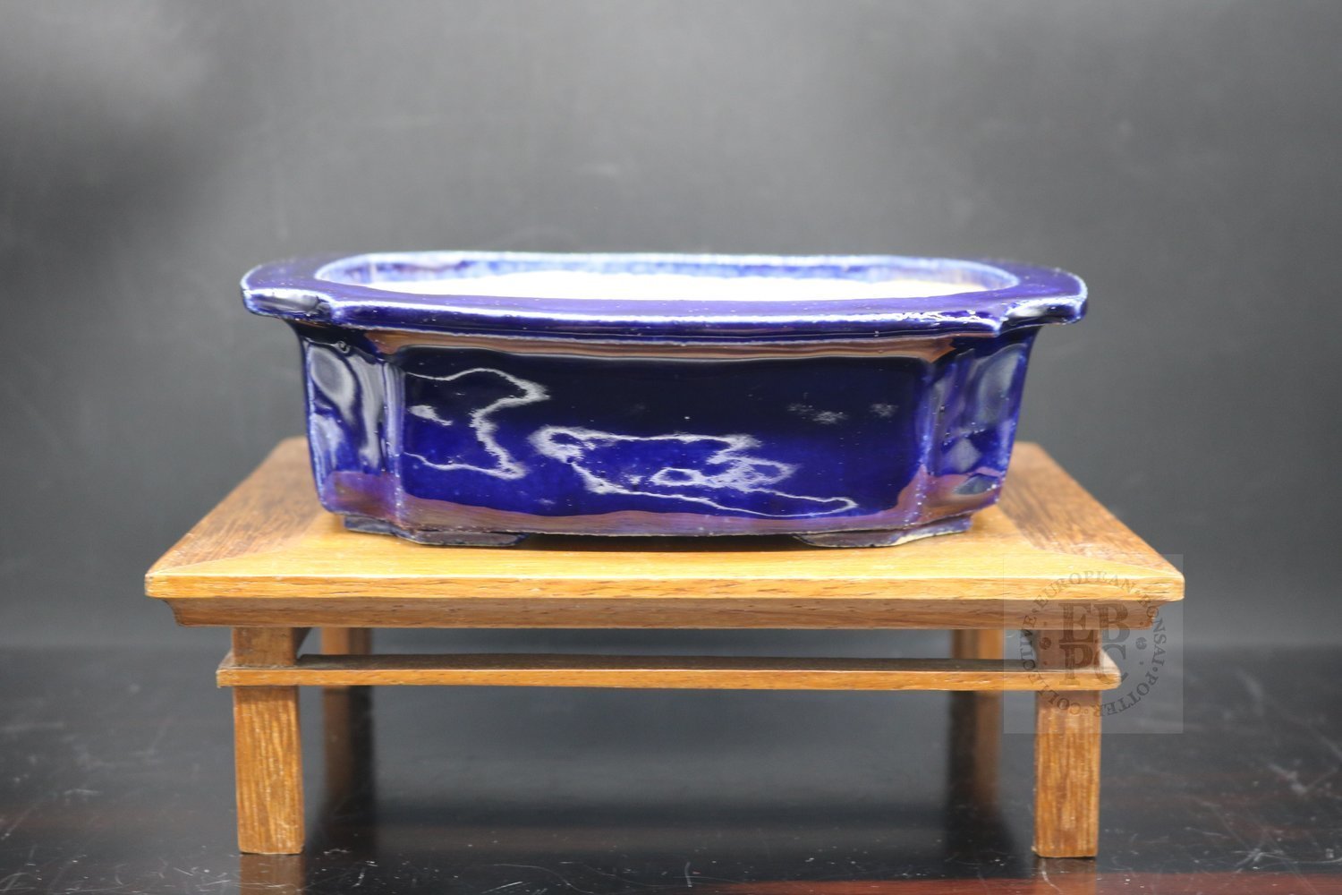 Amdouni Bonsai Pots - 17.5cm; European; glazed; rectangle; kifu; blue / ruri; Sami Amdouni