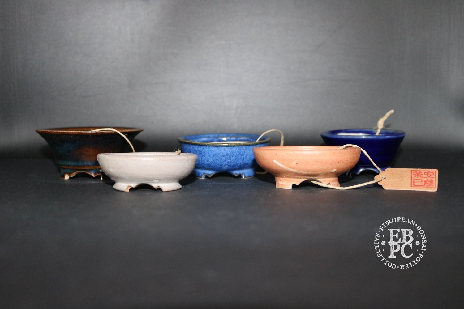 SOLD - Amdouni Bonsai Pots - 8.9cm; Glazed; Set of 5; Round; Mame; Sami Amdouni