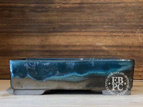 SOLD - Holvila - 13.9cm; Signature Glaze; Crackled turquoise; Rectangle; Green; Shohin; Kumatani - Thor Holvila