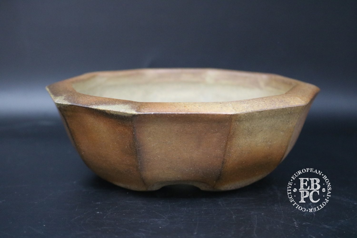 SOLD - Sansai Bonsai Pots - 17.5cm, unglazed, 10 sided, 'round', semi cascade, Tom Benda
