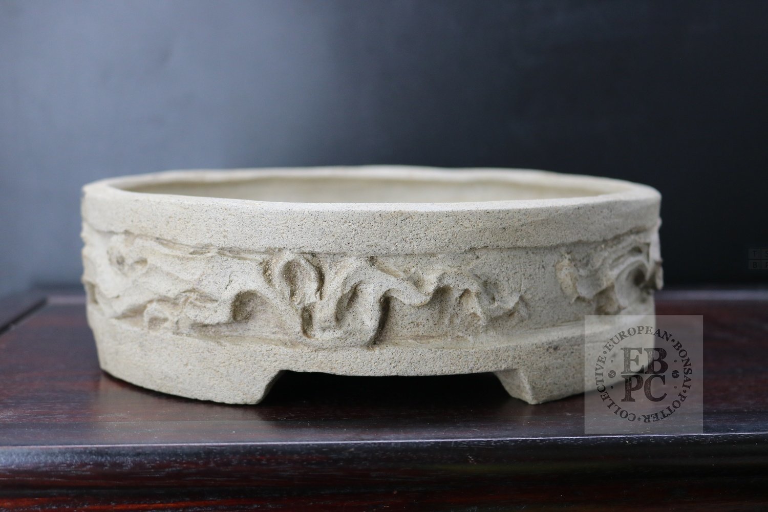 SOLD - Holvila - 26cm; European; unglazed; round; grey; Niddhog, Dragon;