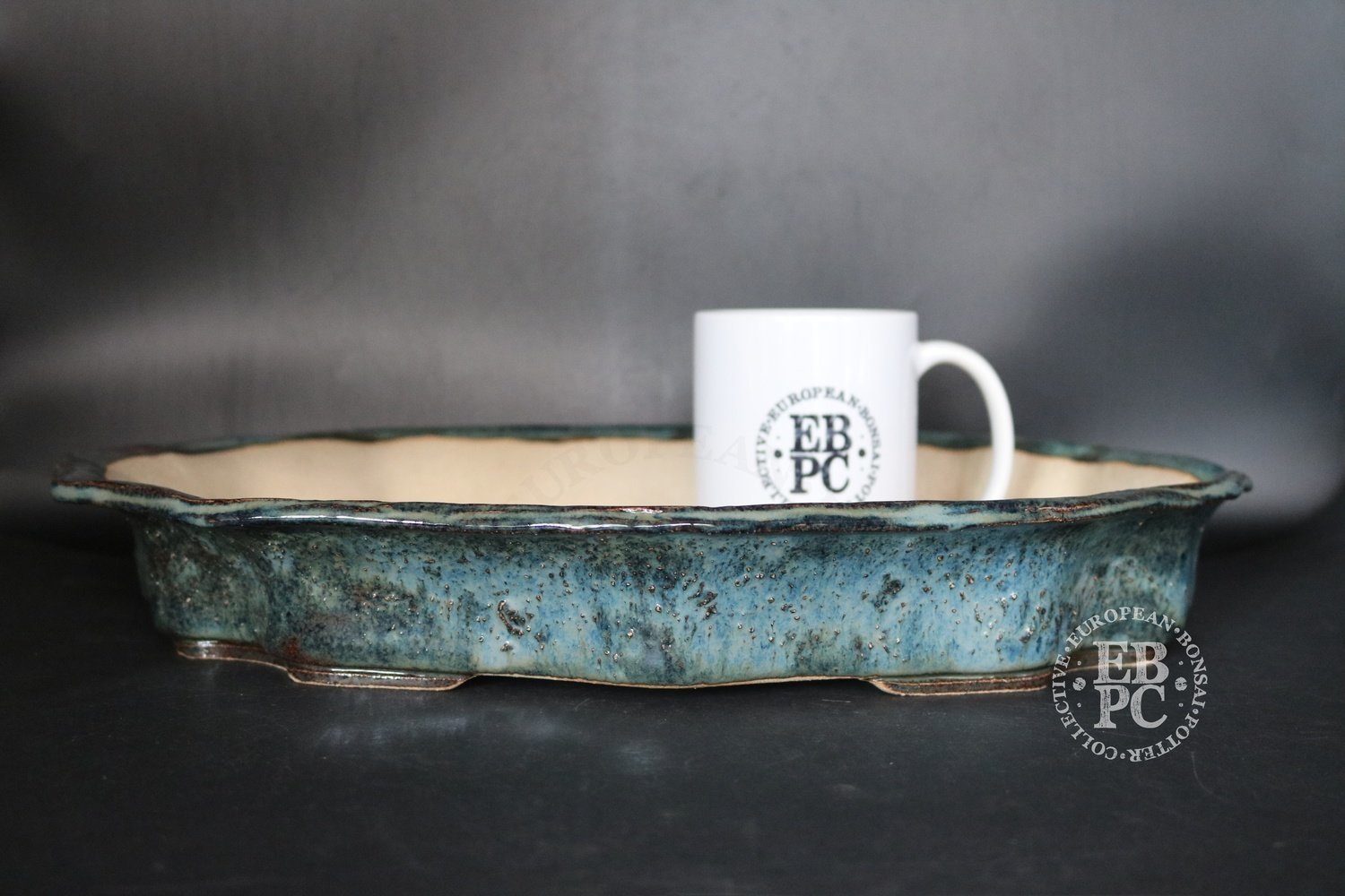 SOLD - M.B. Bonsaischalen - 42cm; Stunning namako glaze; Rectangle; Blue; Marc Berenbrinker