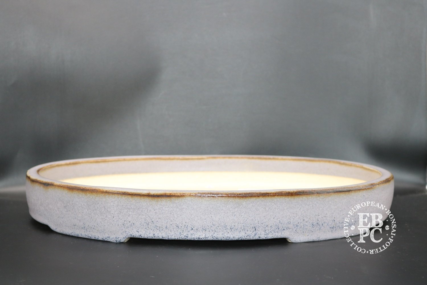 SOLD - Sabine Besnard - 42.3cm, Oval, Glazed, Light blue, Crackle Glaze,