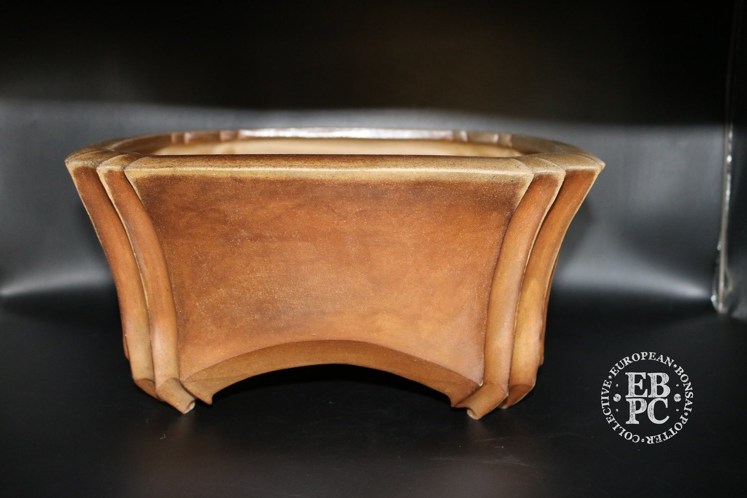 SOLD - Sansai Bonsai Pots - &#39;The King of Pots&#39;, 31.4cm; unglazed; square; cut corners, arched feet, Tom Benda